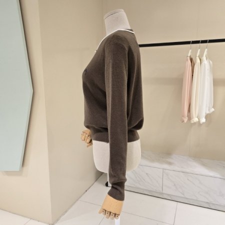 데스틸 심플 라인배색 라운드니트