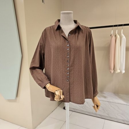 언발 줄단추 카라블라우스