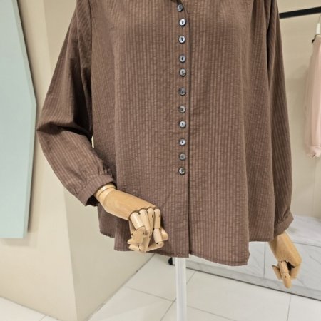 언발 줄단추 카라블라우스