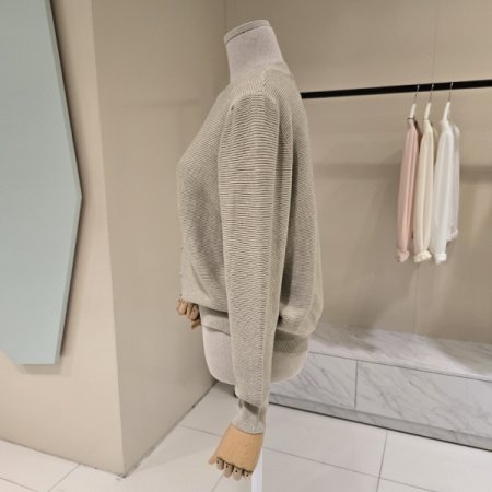 골지 라운드 단추 니트