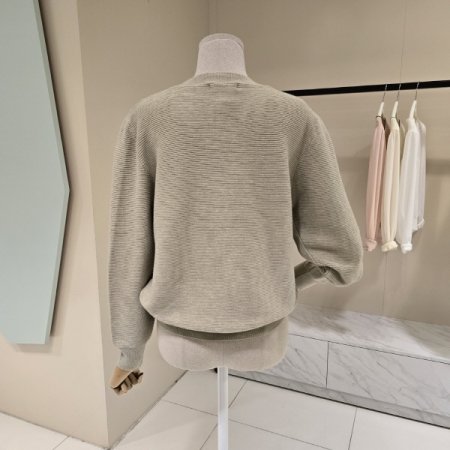 골지 라운드 단추 니트