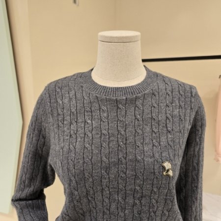 꽈배기 은행큐빅 라운드니트