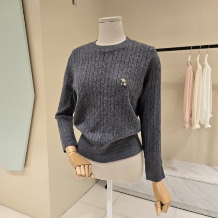 꽈배기 은행큐빅 라운드니트