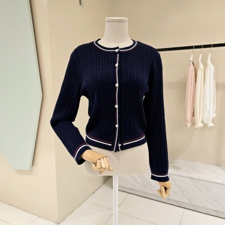 라운드 꽈배기 숏 가디건