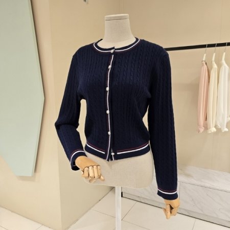 라운드 꽈배기 숏 가디건