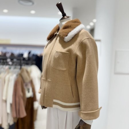 털카라배색 핸드메이드 배머점퍼