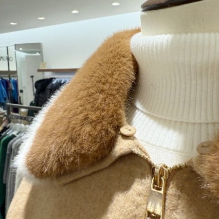 털카라배색 핸드메이드 배머점퍼