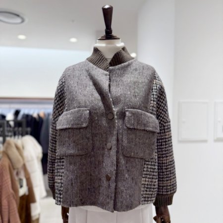 하이넥 볼륨 울자켓