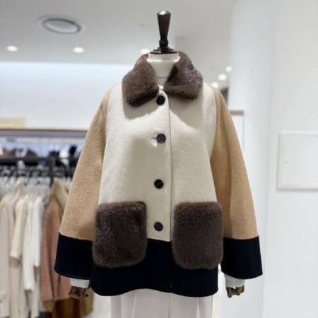 핸드마농 퍼 울 배색자켓