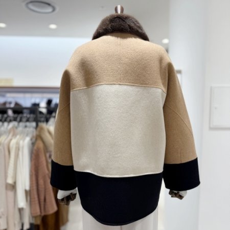 핸드마농 퍼 울 배색자켓