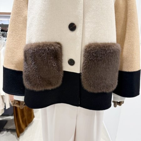 핸드마농 퍼 울 배색자켓