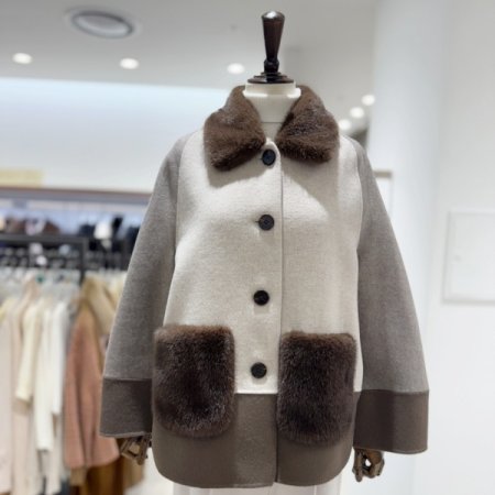 핸드마농 퍼 울 배색자켓