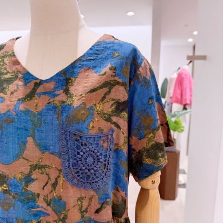 브이 프린팅 원피스