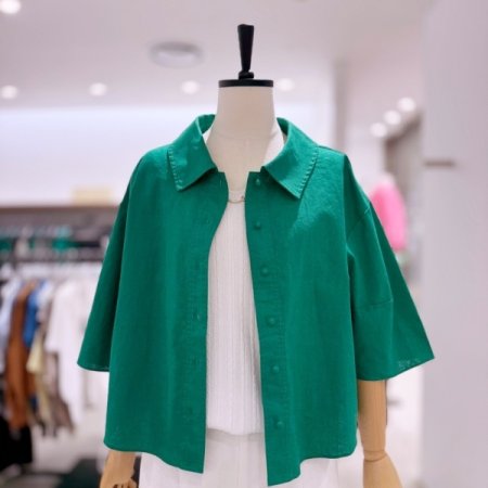 비비드 린넨 카라 5부자켓