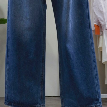 롱핀턱와이드데님팬츠