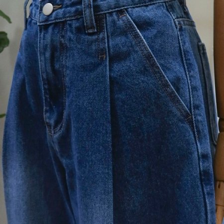 롱핀턱와이드데님팬츠