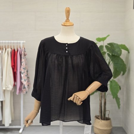 크링클라운드반팔블라우스