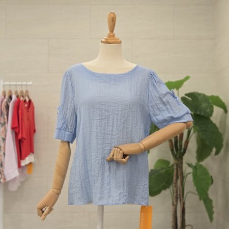 슬리브리본반팔블라우스