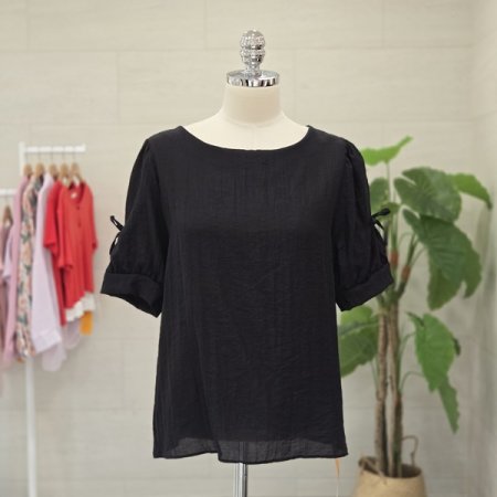 슬리브리본반팔블라우스