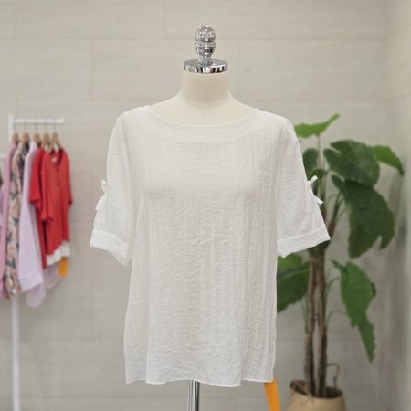 슬리브리본반팔블라우스