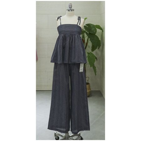 스트라이프민소매팬츠세트