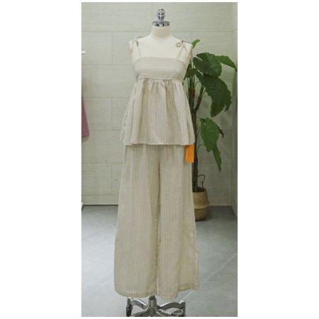 스트라이프민소매팬츠세트