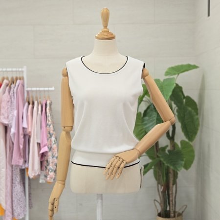 배색민소매티셔츠