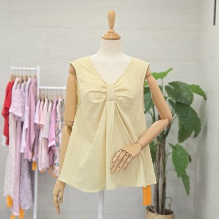 리본민소매블라우스