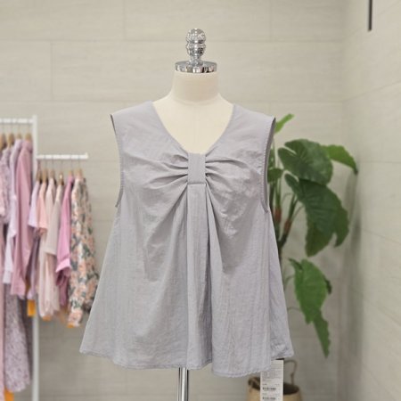 리본민소매블라우스