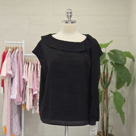 스완리본끈민소매블라우스