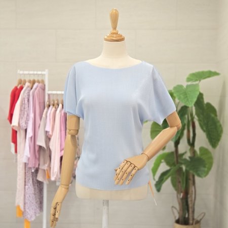 모리플리츠보트넥티셔츠