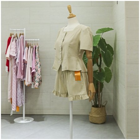 실버버튼자켓반바지세트