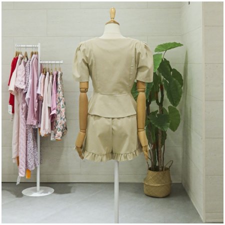 실버버튼자켓반바지세트