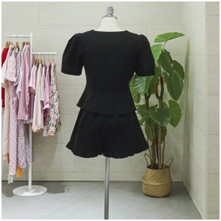 실버버튼자켓반바지세트