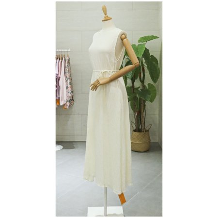 쿨주름민소매롱원피스