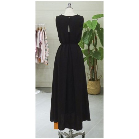 쿨주름민소매롱원피스