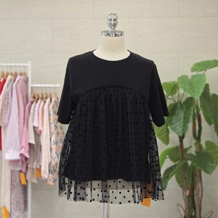 도트레이어드반팔티셔츠