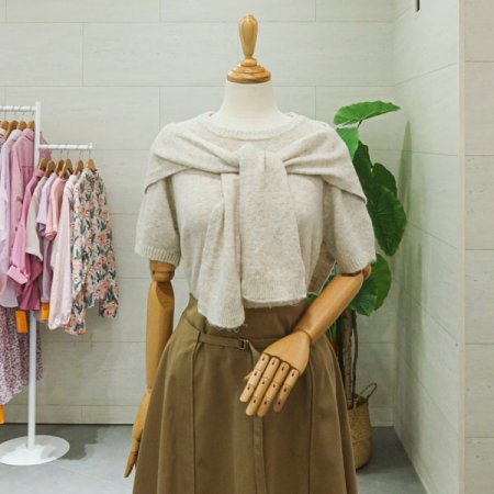 숄세트라운드반팔니트