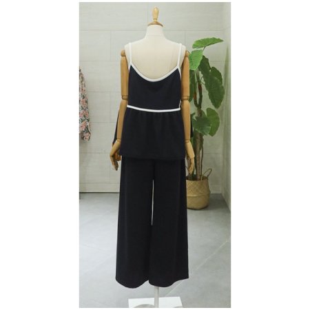 민소매배색바지세트