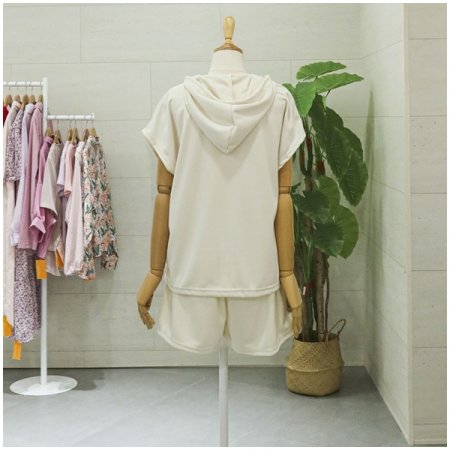 민소매후드반바지세트