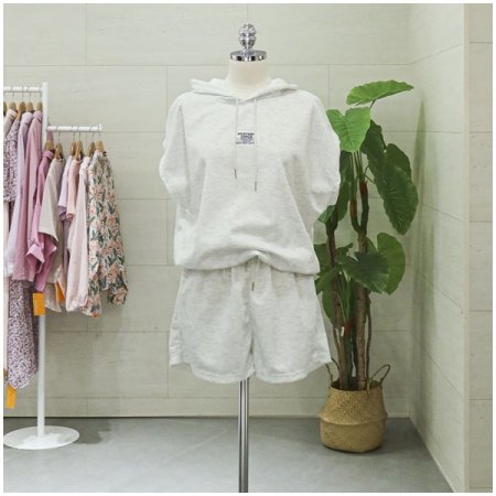 민소매후드반바지세트