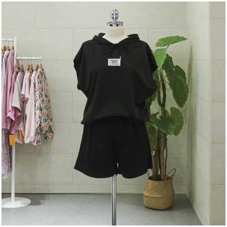 민소매후드반바지세트