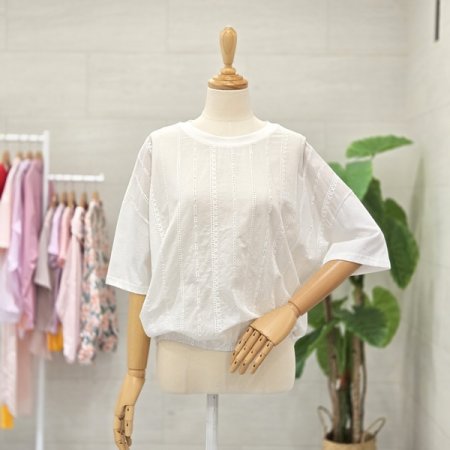 하니밑단밴딩반팔티셔츠