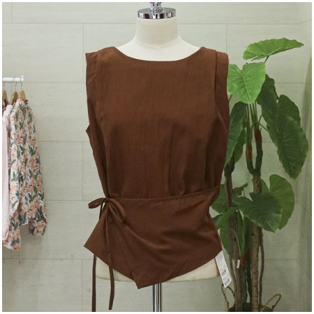 허리랩민소매블라우스