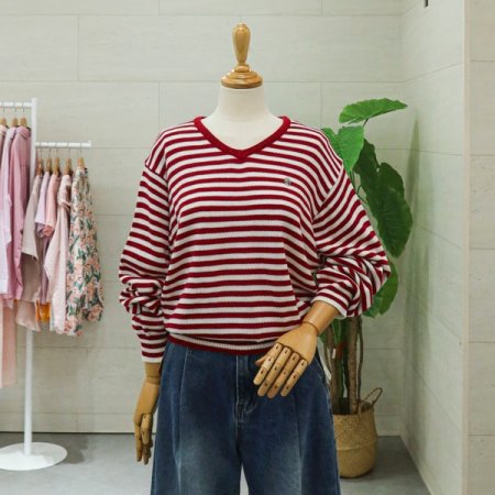 브이넥단가라니트