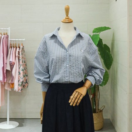 스트라이프긴팔셔츠