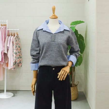 셔츠레이어드긴팔니트