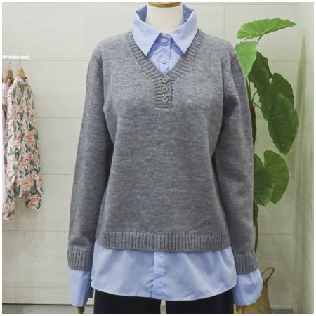 셔츠레이어드긴팔니트