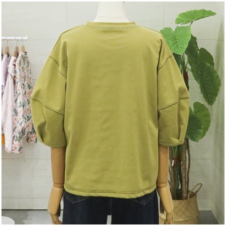 스티치퍼프소매티셔츠