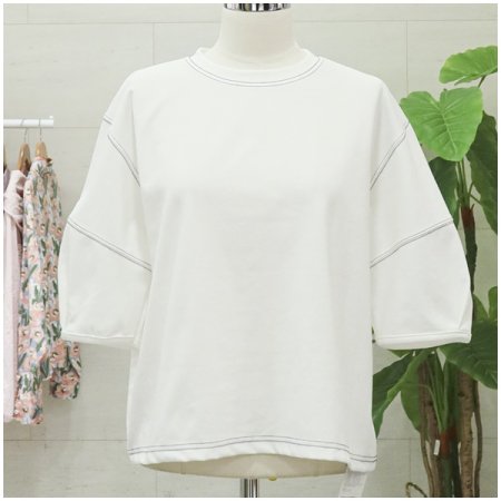 스티치퍼프소매티셔츠